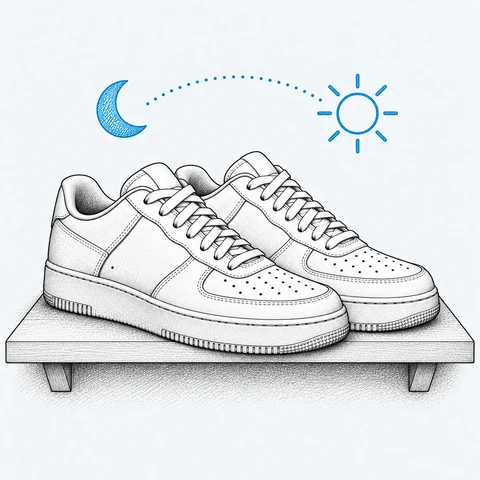 ภาพวาดพักรองเท้าข้ามวันก่อนนำกลับมาใส่